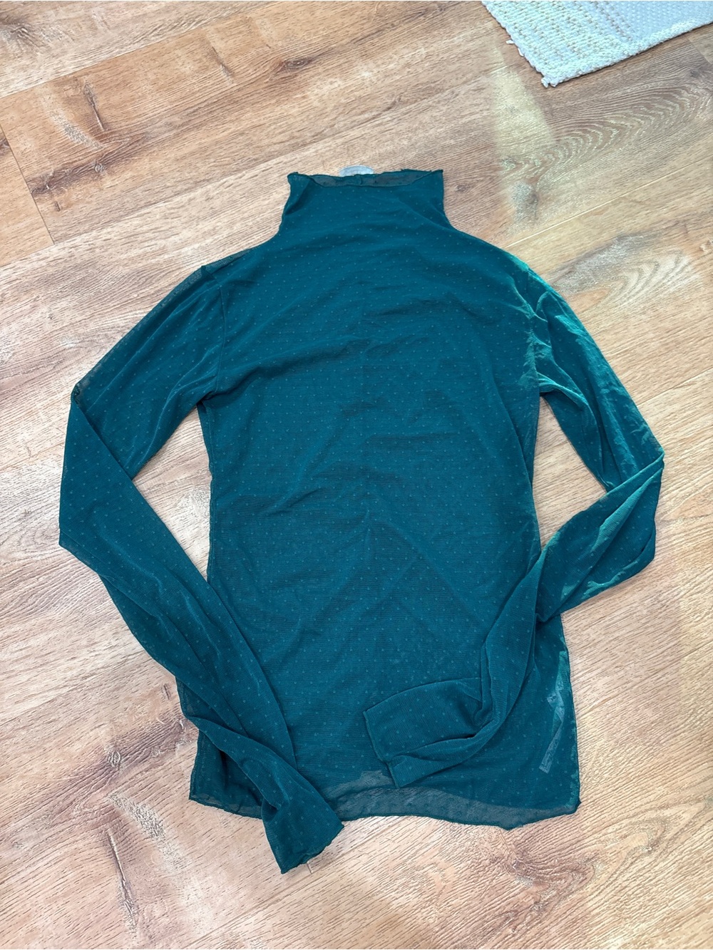 Free People Teal Green Long Sleeve Mock Neck Top